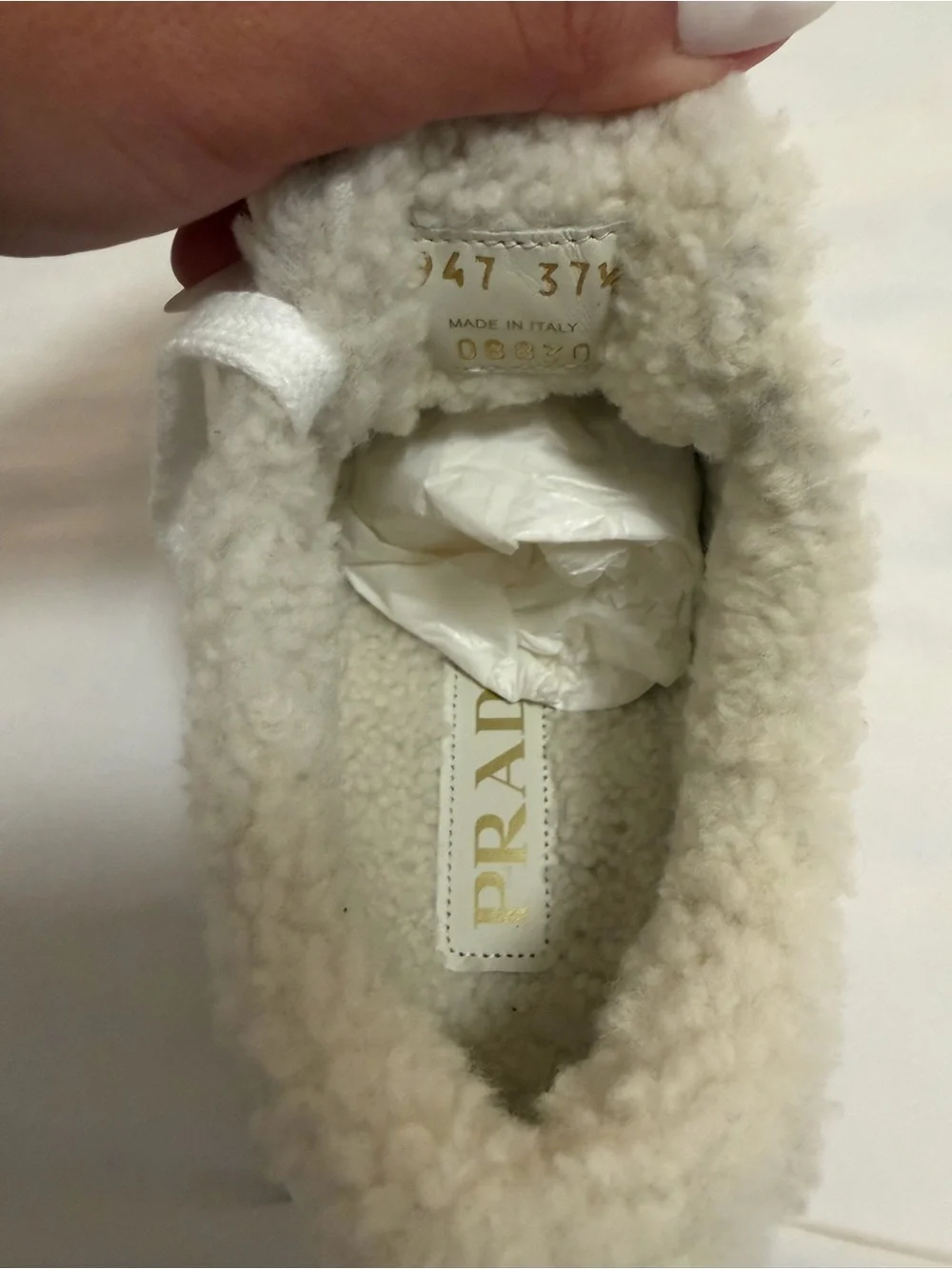 PRADA Downtown Shearling-Lined Leather Platform Sneakers